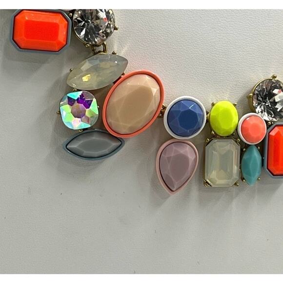 J. Crew Brûlée Neon Pastel Multicolor Fiesta Rhinestone Crystal Cluster Necklace - Picture 14 of 16